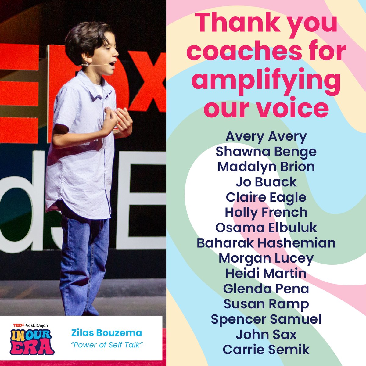 thank you, coaches, amplifying our voice. we could not have done it without you. #inourtedxera #tedxkidselcajon #tedx #TEDEd #studentvoice #studenttalks #fyp #foryoupageofficial @TEDTalks  @TEDx  @TED_ED  @CajonValleyUSD  @Toastmasters