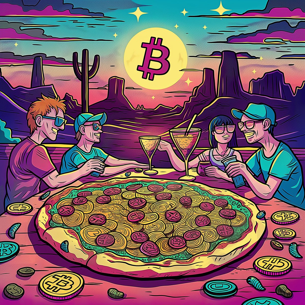 TheDevilsDAO's tweet image. 🪐🍕 Join us for Bitcoin Pizza Day! 🍕🪐

Celebrate the legendary pizza purchase @ziggyspizzaphx on May 22nd at 6 PM! Free pizza and a chance to reminisce about the priciest pies in history.

Why spend your Bitcoin when you can have free pizza and eat it too? 🍕✨🌵