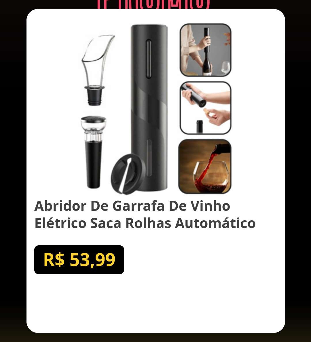 🛍️Abridor De Garrafa De Vinho Elétrico Saca Rolhas Automático

💸por R$ 53,99 🚨🚨

👉Link p/ Comprar:  achadoswill.com/p/t488rTYDeL?r…

_*Promoção sujeita a alteração a qualquer momento*_