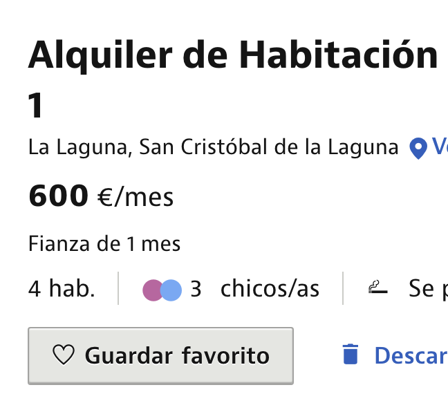 El alquiler de habitaciones en piso compartido en La Laguna se disparata. Esta estaba en 450 el año pasado, ahora en 600