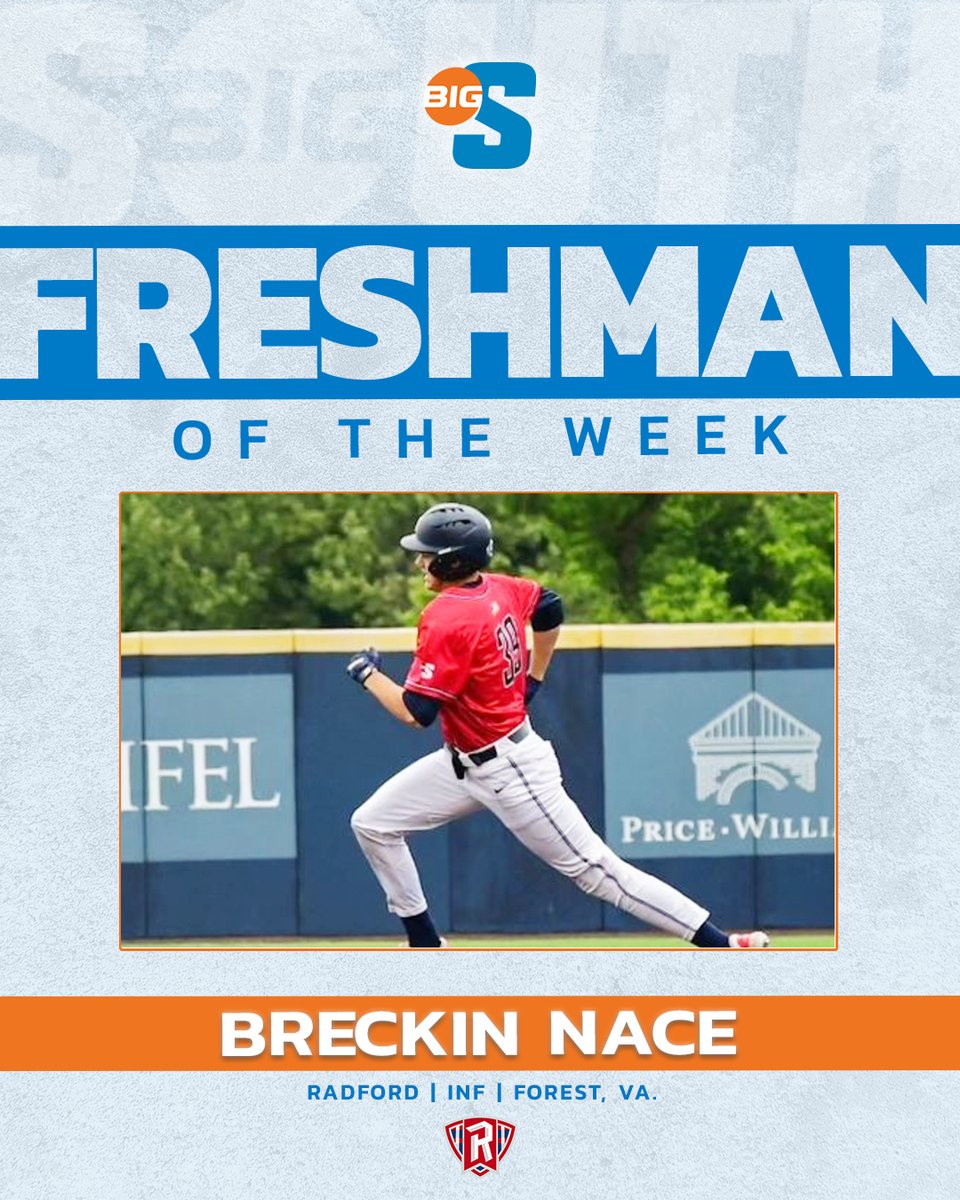 He batted .417 (5-12) with 3 RBI, 3 R and 4⃣ doubles, including three in one game 😳

<a href="/RadfordBaseball/">Radford Baseball</a>'s Breckin Nace is the #BigSouthBase Freshman of the Week!