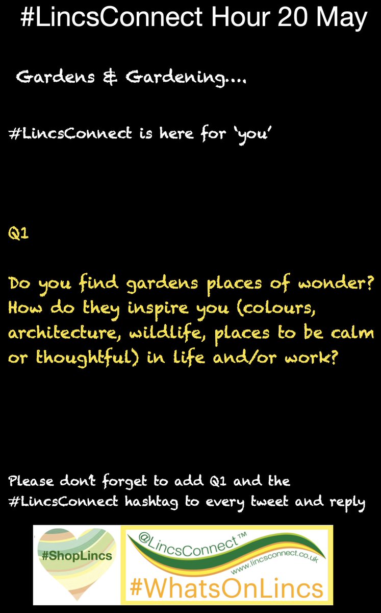 Question 1

Please don't forget to add Q1 and the #LincsConnect hashtag to every tweet and reply