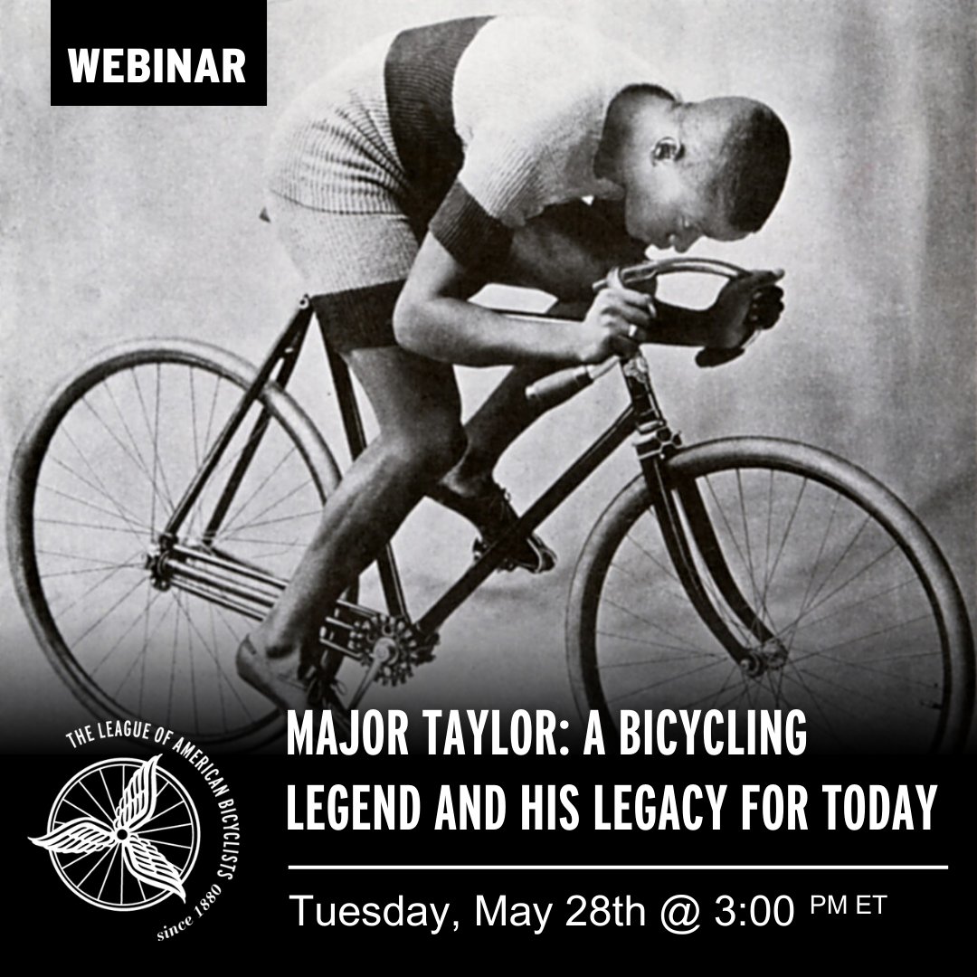 Have you heard the story of the first superstar of cycling? Join us for a webinar on May 28th at 3PM to explore the journey of Major Taylor! Find the details and learn how you can take action to honor this trailblazing athlete and cyclist: bikeleague.org/the-life-and-l…