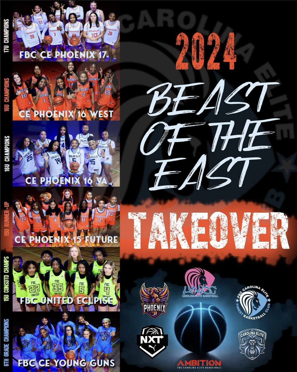 Congrats to all our teams performance on the largest NCAA LIVE event in the Carolinas of the year Beast Of The East! 17u Champs, 17u Runner-Up, 16u Champs, 15u Runner-Up, 15u Consolidated Bracket Champs, 12u Champions big wins over Flames, BWSL, Elevate Elite, ETA Thunder & more