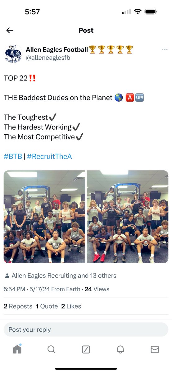 I am humbled and grateful to be part of such an elite group of athletes! Steel sharpens steel ⚔️⛓️ 🅰️🆙 #RecruitTheA | #AllenNation | #BTB @CoachLWig @ChaseHargis @CoachIngraham @Coach_Gonzales @KoreenBurch @UANextFootball @uaallamerica @On3Recruits @MaxPreps @TXTopTalent