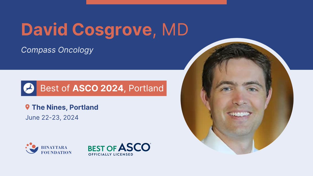 Anticipating the GI Cancer session of #BestofASCO24 Portland with moderator Dr. David Cosgrove (@CompassOncology)! 🗓️ June 22-23, 2024 📍 The Nines, Portland ➡️ education.binayfoundation.org/content/best-a… #CME #ASCO #cancer #cancercare #oncology #hematology #gicancer #healthcare