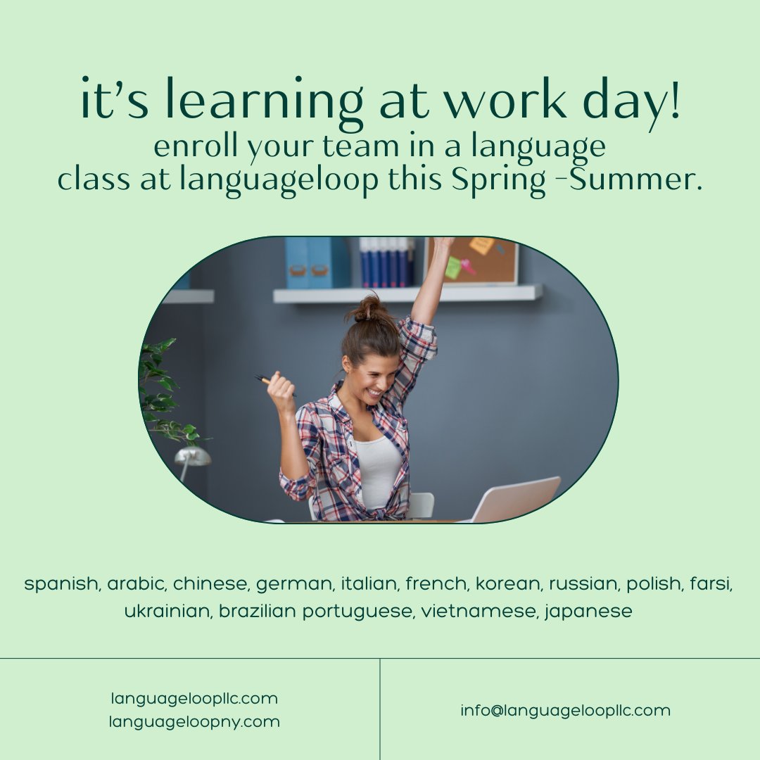 does your team need to know a language? more info: languageloopllc.com/contact/ #NYC #NewYork #Chicago #Loop #Indiana #Seattle #stlouis #Ohio #Texas #michigan #languageschool #learningatworkday #work