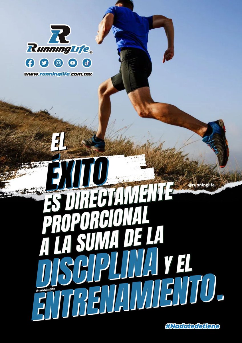 RunningLife_'s tweet photo. 🏃🏃♀️🙂👍 #FraseRunning El éxito es directamente proporcional a la suma de la disciplina y el entrenamiento.
#RunningLife #Running #Runner #RunTime #Corre #Correr #Corredor #Corredora #Maraton #Marathon #Motivacion #Motivation #Nadatedetiene #NothingStopsYou https://t.co/FvY7mwJWdT