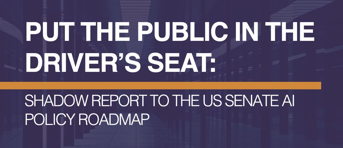As a complement and counterpoint to Leader Schumer’s AI roadmap, EPIC and 50+ groups collected mountains of evidence that show we are so far past civil society having a “seat at the table.”

The public interest must be in the driver’s seat.

Read more: senateshadowreport.com