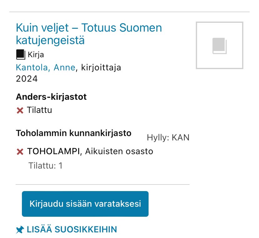 Meidän kirjan edaus alkoi tänään. Juhannusviikolle asti on pakko pysyä irti käsiksestä ja yrittää ajatella muuta. Se ei muuten ole helppo. Joten käyn läpi kirjastotsekkiä. Helmetissä 49 tilausta. Se pistää nöyräksi. Tää Toholampi ilahdutti 🧡