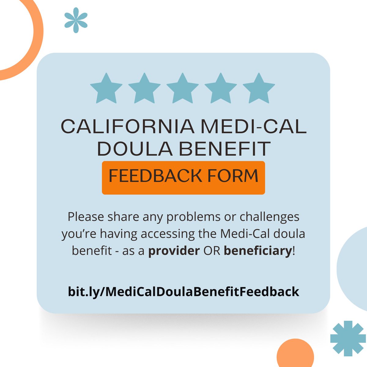 Doulas deserve support too! Let us know what barriers you’re facing as you enroll or offer support as a Medi-Cal doula provider in California: bit.ly/MediCalDoulaBe…