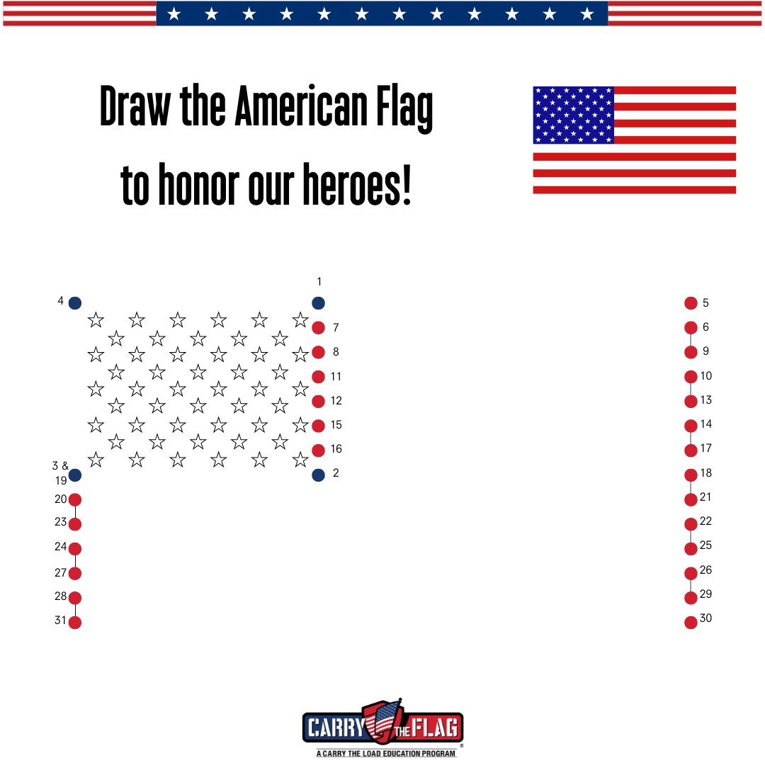 Are you ready to celebrate #MemorialDay? Decorate your home or the #MemorialMay route with this connect the dots American flag!