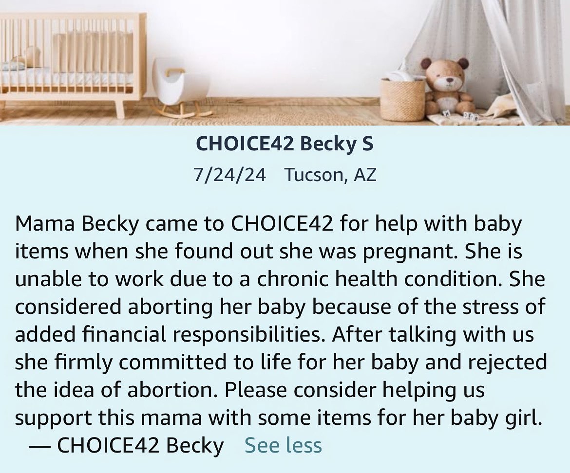Can you help? ❤️

Anything you purchase will be delivered directly to Becky. 

amazon.com/baby-reg/choic…

#antiabortion #chooseyourbaby