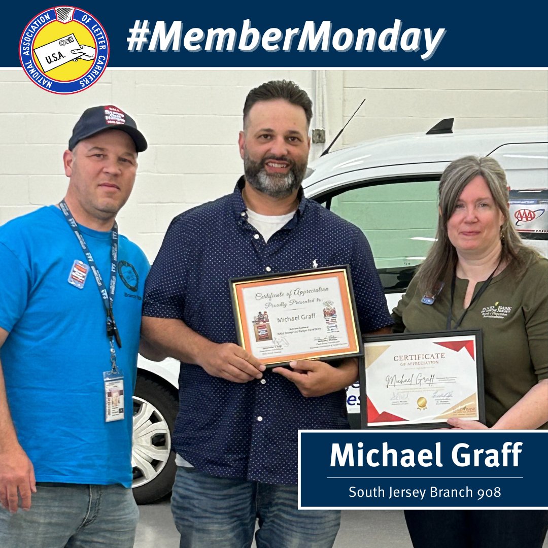 Let's hear it for South Jersey Branch 908 member Mike Graff, who was recently recognized for 7 years of service as branch food drive coordinator! This #MemberMonday, we also want to extend our thanks to all the amazing food drive coordinators who make #StampOutHunger a success.