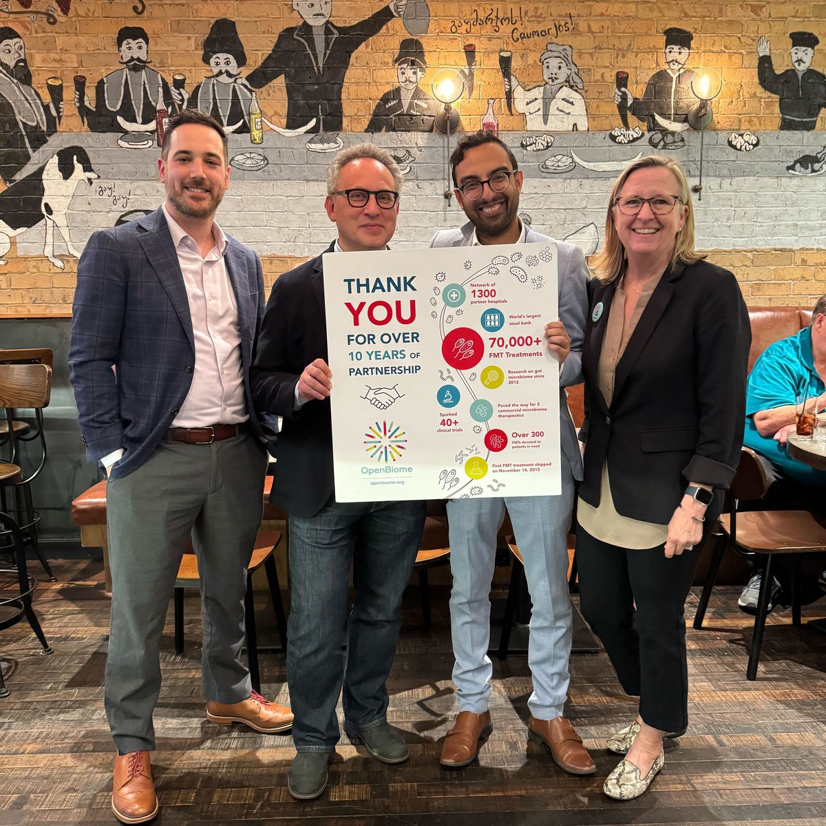Last night, we hosted some of our clinical partners in Washington, DC, to celebrate over ten years of partnership and the shipment of over 70,000 #FMTs. Huge thanks to our network of clinicians and providers-here's to continued collaboration and healthy patients! #Cdiff #DDW2024