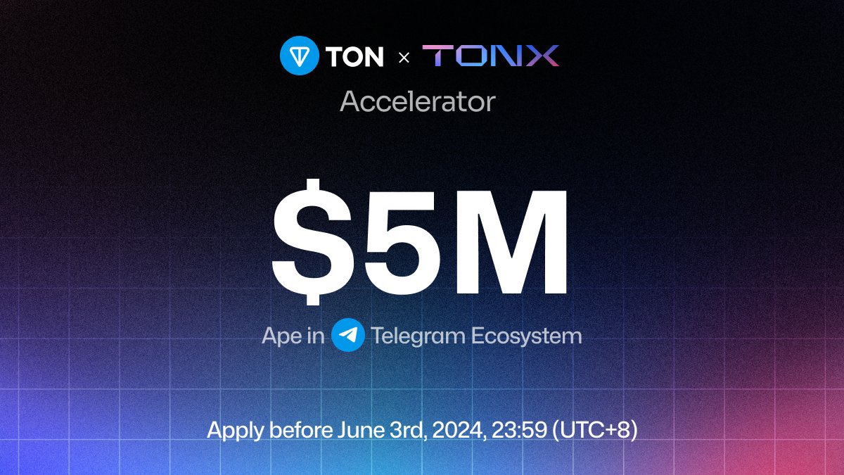 BREAKING: @TONX_studio - Asia’s earliest TON Venture studio, has announced the launch of TONX Accelerator Program.

With a $5M funding pool 🤯💰