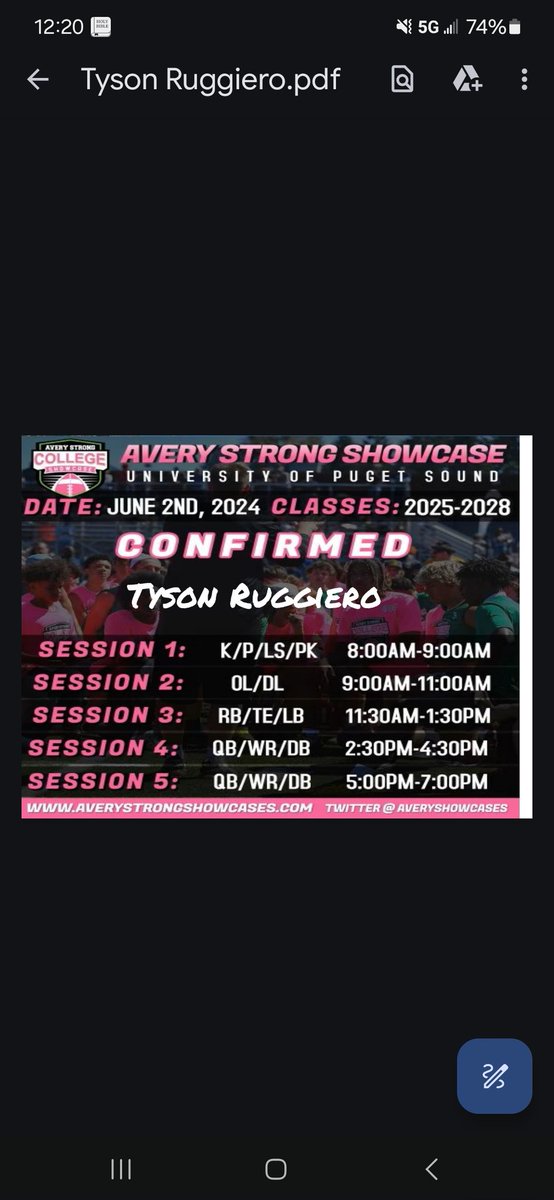 Looking forward to attending the @averystrongshowcase in Tacoma. More importantly, I want to help raise awareness about DIPG because it IS 'Bigger Than Football' #averystrong