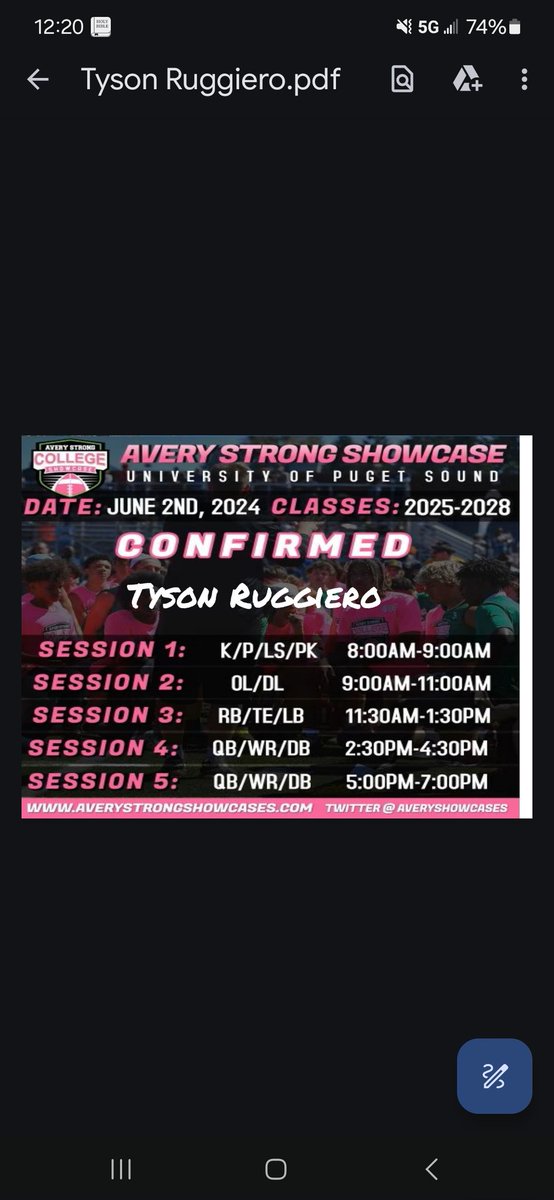 Looking forward to attending the @averystrongshowcase in Tacoma. More importantly, I want to help raise awareness about DIPG because it IS "Bigger Than Football" #averystrong