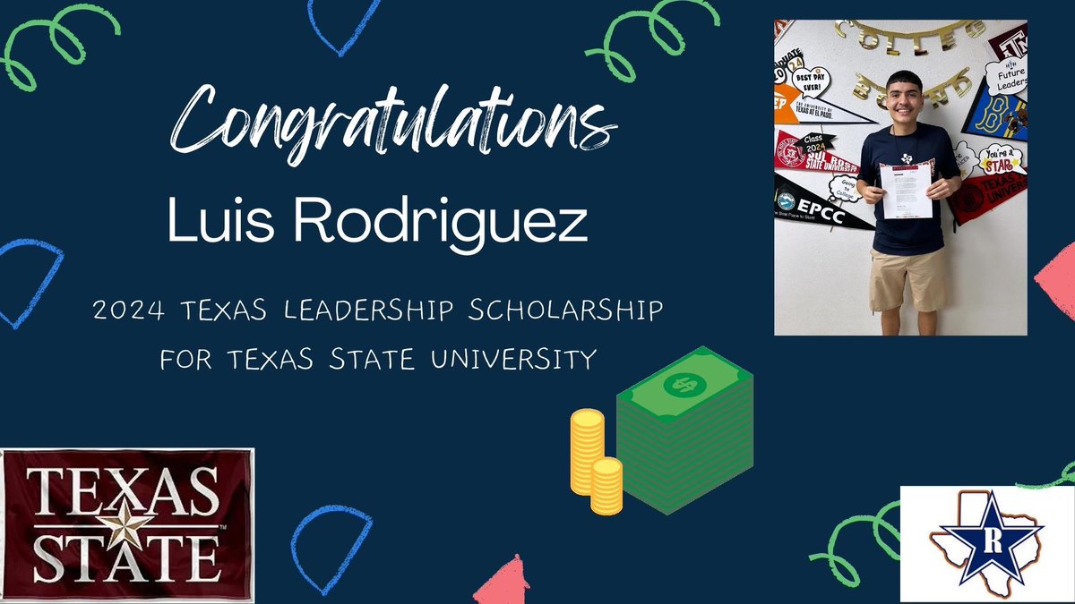 Congratulations to another one of our amazing students Luis Rodriguez for being selected for the Texas Leadership Scholars Program for Texas State University! He was also 1 out of 300 students selected and there were 2100 applicants across Texas. #riverside4ever @vlara_82