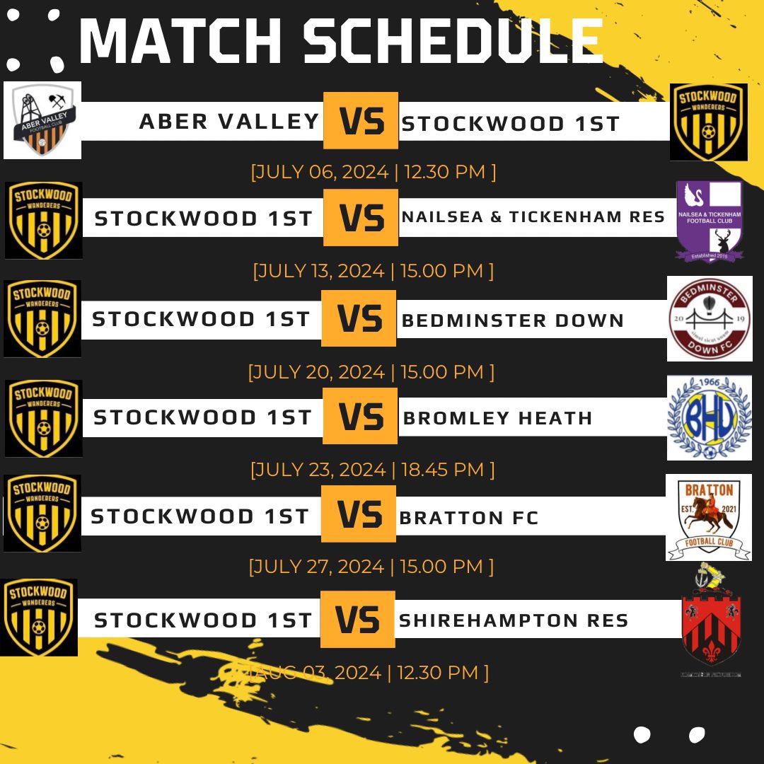 Pre season schedule now complete looking forward to playing some very competitive games ready for the new season @aber_valley_fc @NandTFC Res @BedmiDownFC @BromleyHeathUtd @bratton_fc @OfficialShireFC Res