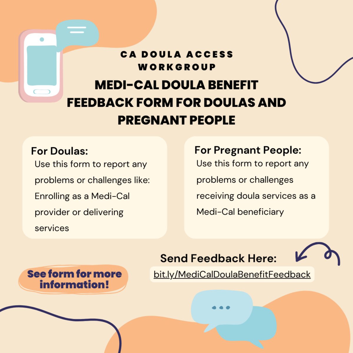 Attention pregnant and postpartum folks! We want to hear from you! Have you faced any challenges or barriers to getting doula support through the Medi-Cal doula benefit? Tell us about it here: bit.ly/MediCalDoulaBe…