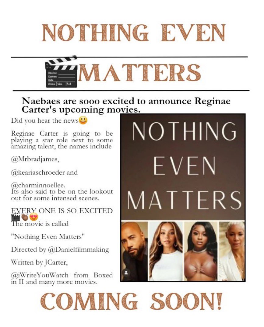 BrooklynNy3240's tweet photo. ๐จ๐จโผ๏ธโผ๏ธComing Soon #nothingevenmatters #reginaecarter #iWriteYouWatch https://t.co/OeNUC24O2o