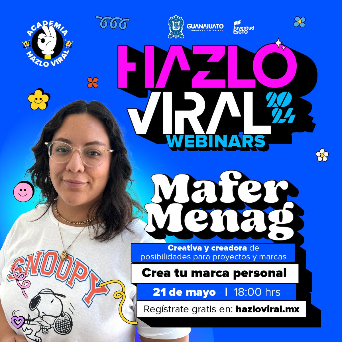 Mañana 21 de mayo, la brillante <a href="/Mafmenag/">Mafer Menag</a> te espera para compartir los secretos que te ayudarán a construir una marca personal. ¡Es tu oportunidad de aprender de una verdadera experta!

Regístrate ahora en hazloviral.mx ¡No puedes perdértelo🌟!