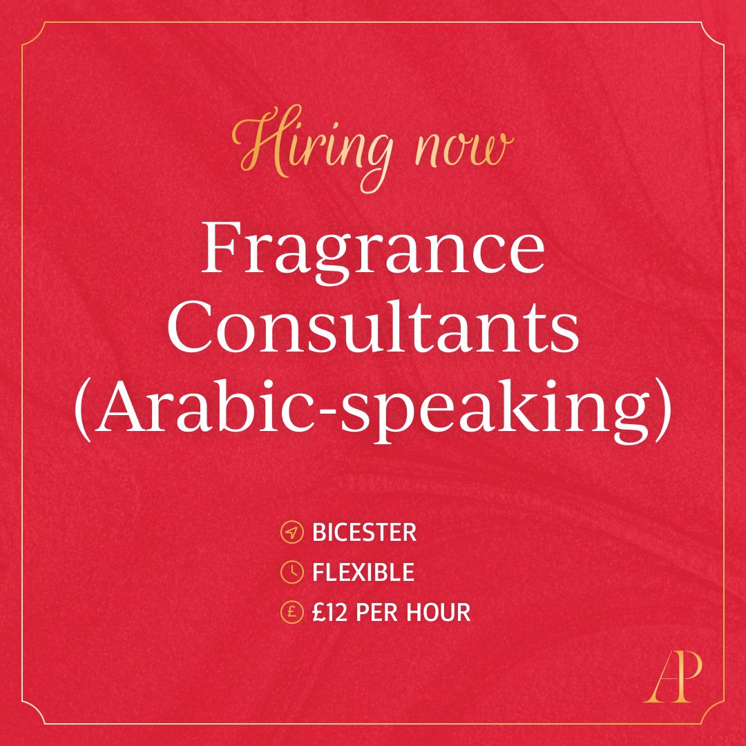 We are looking for Arabic-speaking retail stars to represent a couture French Fragrance brand at Bicester Village. Your love for high-end fragrances and knack for sales could make you our perfect fit! 😁 
Apply now! 🔗 bit.ly/3wt4gS5
#JobSearch #LuxuryBrands #Fragrance