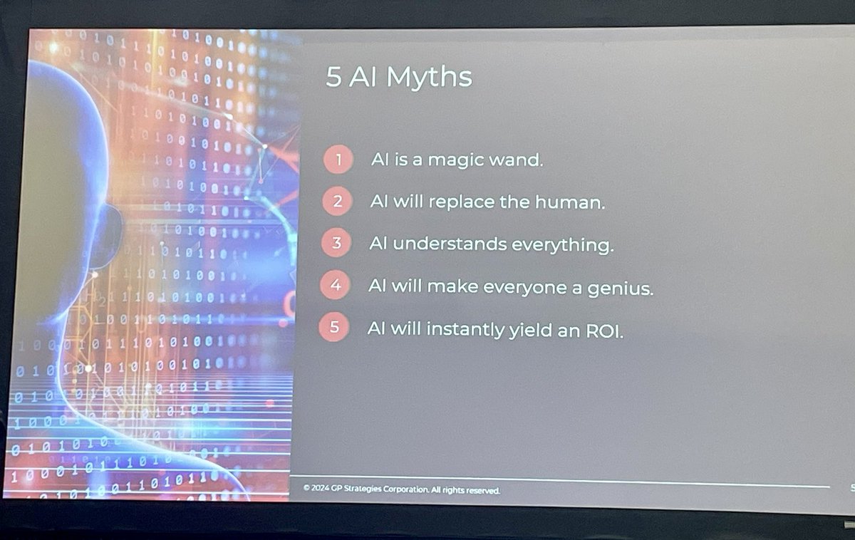 Great session on Myths & Truths of role/interplay of #AI & #Human by @gpcorp underway at #ATD24