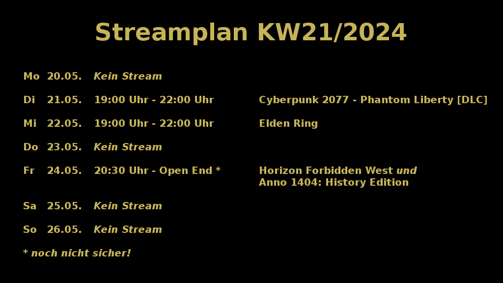 Mr_Bottomtooth's tweet photo. Hier ist der Streamplan für die neue Woche. :) https://t.co/ylZbhXTBi3