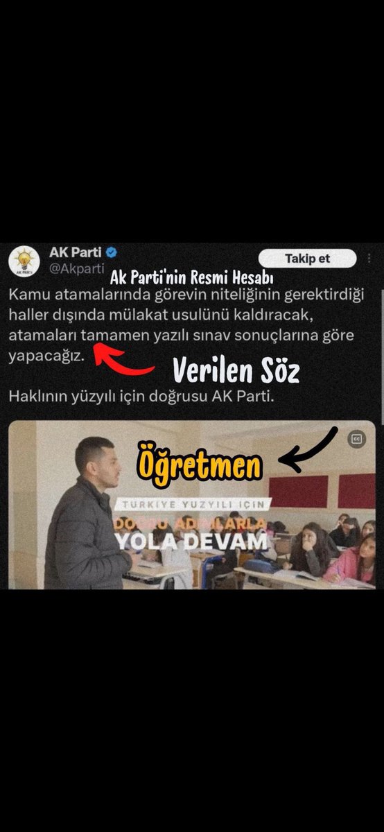 turkce021's tweet photo. Sayın @RTErdogan biz sınava girerken verdiğiniz söz üzerine mülakatsız bir şekilde KPSS sıralamamızla atanacağız diye biliyorduk. Ama yeni mülakat sistemi puanlarımızın yarısını elimizden alacak. Söz verdiğiniz gibi mülakatı kaldırmanızı istiyoruz.

 #SıralamamıDeğiştirmeMEB https://t.co/6ddkQtu0N9