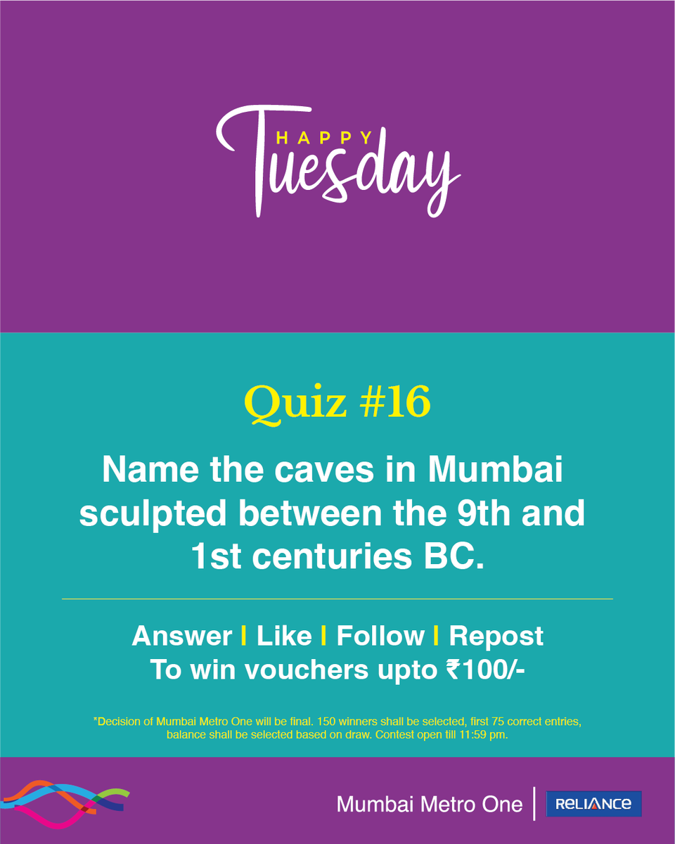 #HappyTuesday quiz is here! The 16th edition is about famous caves chiseled out of a massive basaltic rock. Answer, Like, Follow & Repost (all mandatory) to win. #ContestAlert #Giveaways #Voucher #MumbaiMetro