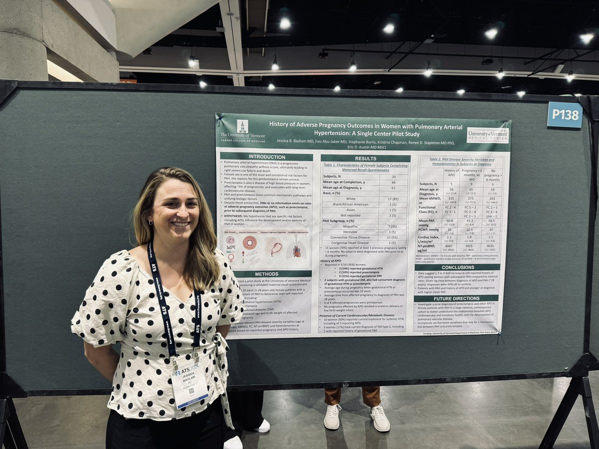 ATS 2024: Rising Star Dr. Jess Badlam presenting her work exploring the relationship between adverse pregnancy outcomes and disease severity in Pulmonary Arterial Hypertension! @jbadlamb