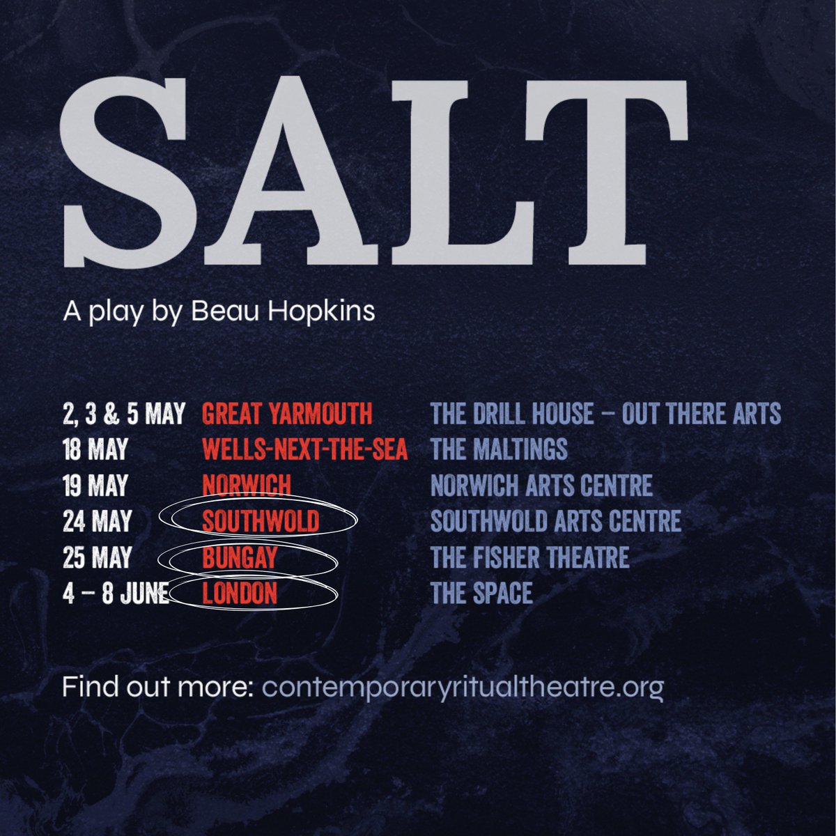 A SOLD OUT weekend of shows for #SALT <a href="/WellsMaltings/">Wells Maltings</a> &amp; <a href="/NorwichArts/">Norwich Arts Center</a>. Thanks to everyone who came! 

UP NEXT is <a href="/ArtsSouthwold/">Southwold Arts Centre</a> &amp; <a href="/FisherTheatre/">BungayFisherTheatre</a>  FOLLOWED BY <a href="/SpaceArtsCentre/">The Space</a> in LONDON.

You can purchase tickets via the link in our bio...

#SaltPlay #RitualTheatre #britishtheatre