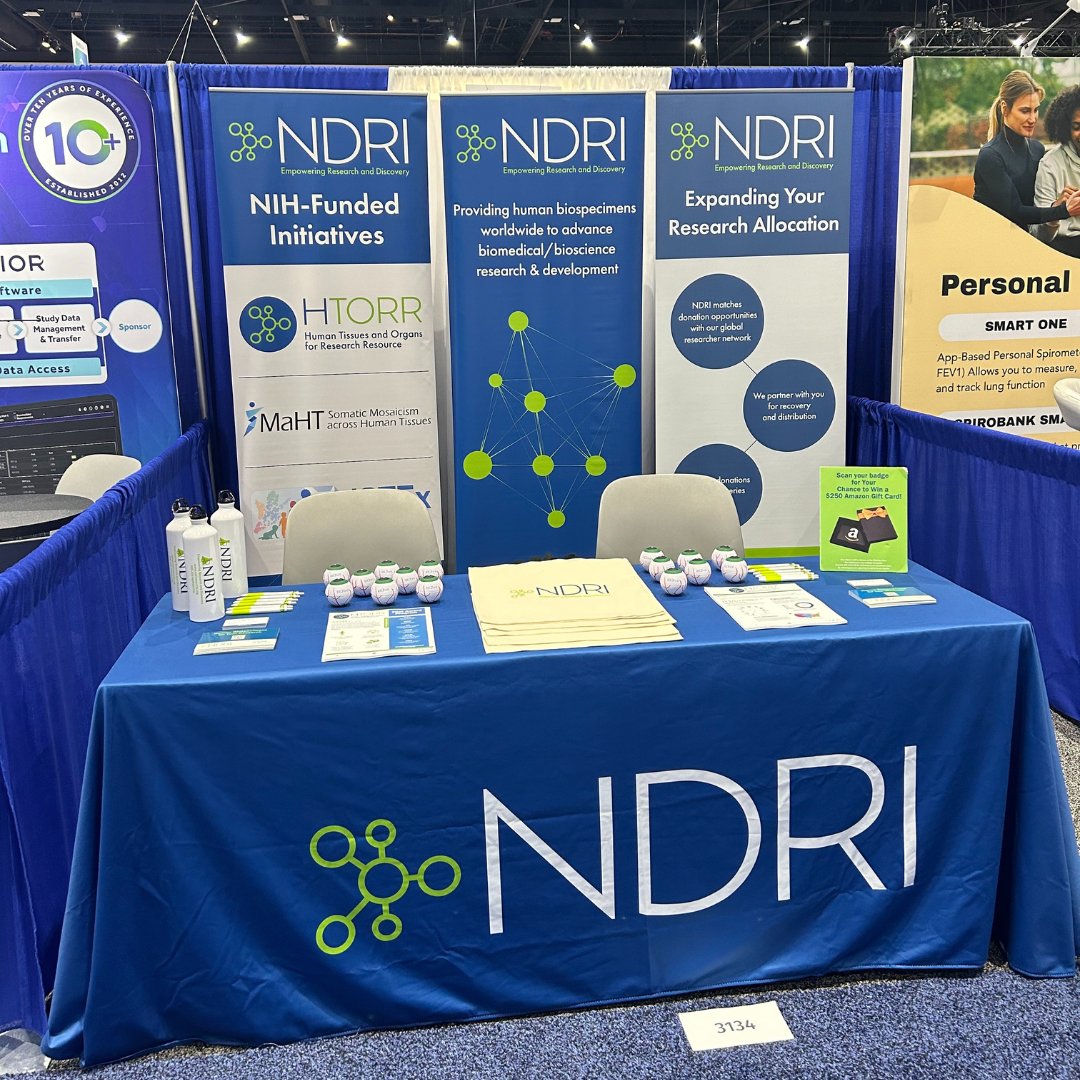 NDRI_Resource's tweet image. Come visit our booth at #ATS! We&apos;re at Booth #3134 and looking forward to answering all your questions about working with NDRI. #ATS2024 #TissuesforResearch #NDRI