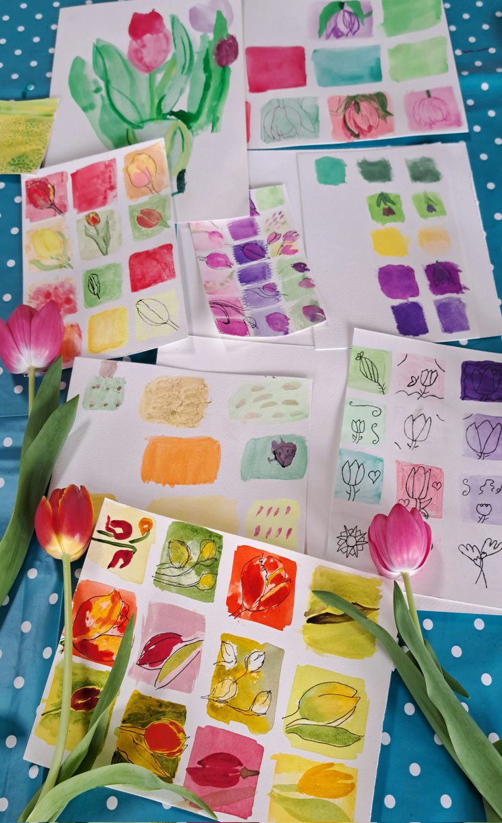 BazookaArts's tweet photo. Our Creative and Connected #Carers project @SummerleeMuseum spent the morning exploring  colour and  tone in a beautiful bunch of tulips using #watercolour. Can't wait to see how this progresses. #therapeuticarts #artsforhealth #carerbreaks @nlct_carers @vanl https://t.co/4Wn1ouPRPQ