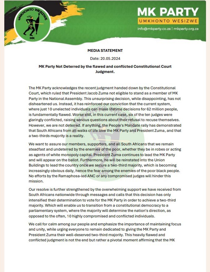 uMkhonto WeSizwe Party (Official) tweet media