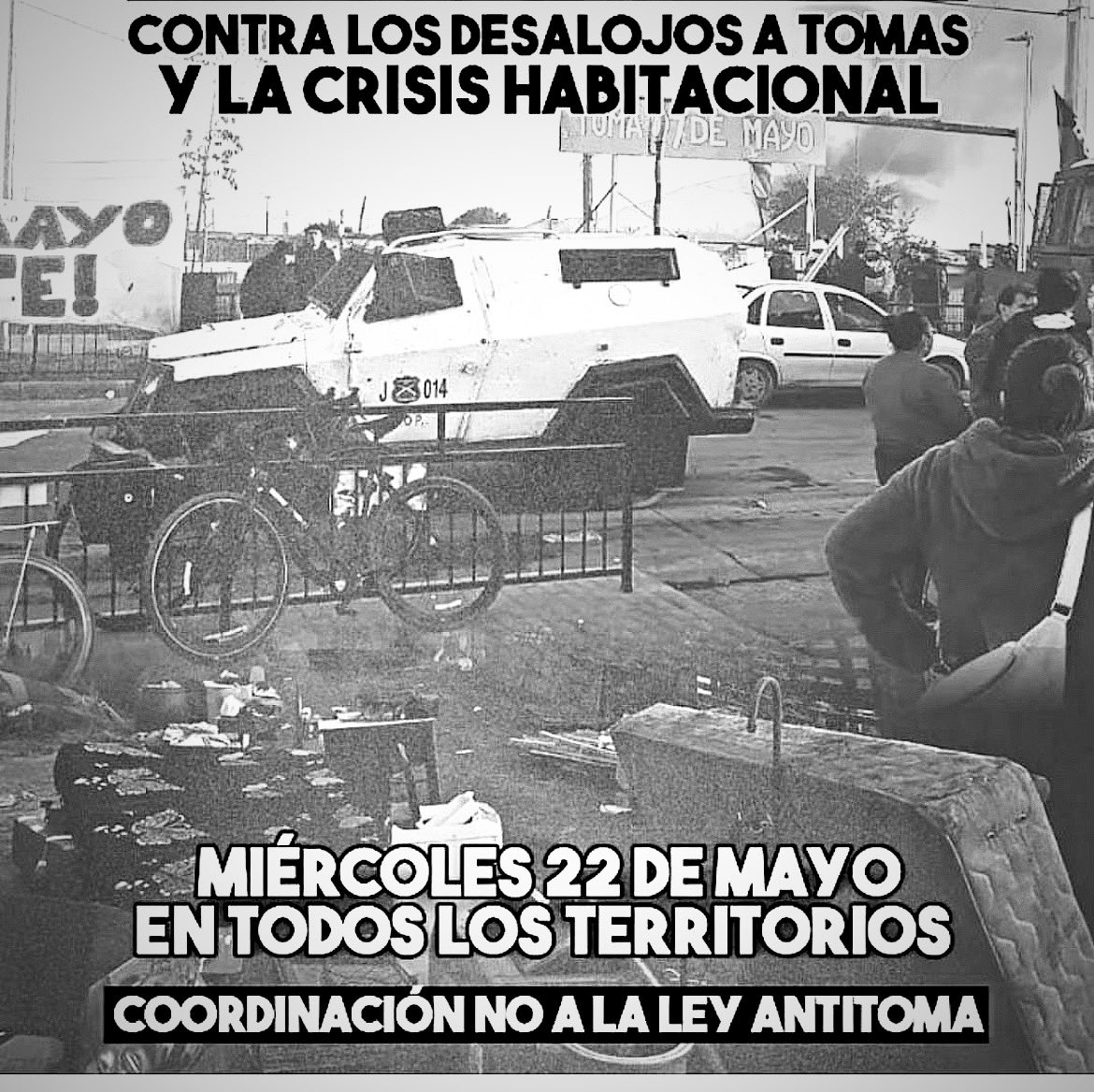 Rebelde_1312's tweet photo. 22 de mayo #protestapopular en todos los territorios contra los desalojos de las tomas. Como sea, donde sea y con lo que tengas. La toma se defiende! #noalaleyantitomas https://t.co/PdiiaxLO7l