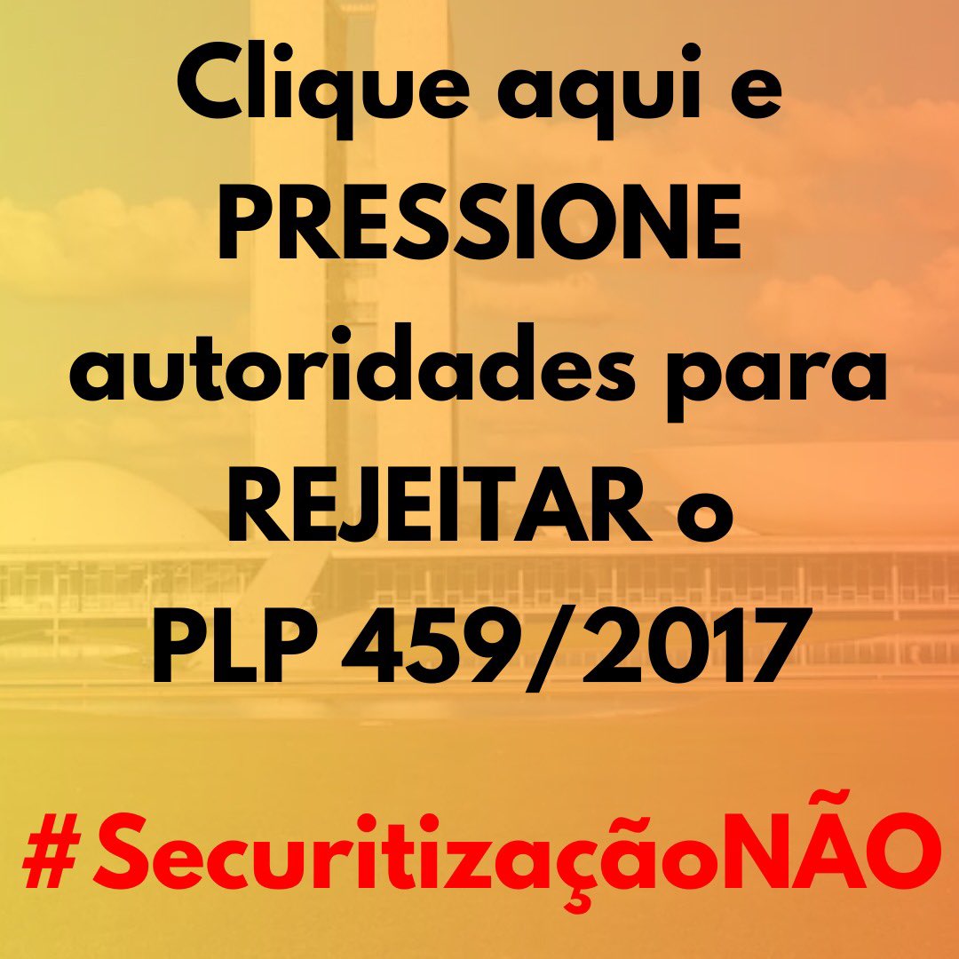 mlfattorelli's tweet photo. URGENTE
Nova carta para pressionar autoridades contra o esquema fraudulento da Securitização que o PLP 459/2017 visa “legalizar”. 
Com 1 clique envie esta carta para autoridades do Poder Executivo e da Câmara dos Deputados.
FAÇA A SUA PARTE: é só 1 clique 
https://t.co/hfC759jTUP https://t.co/PetoHFnyIO