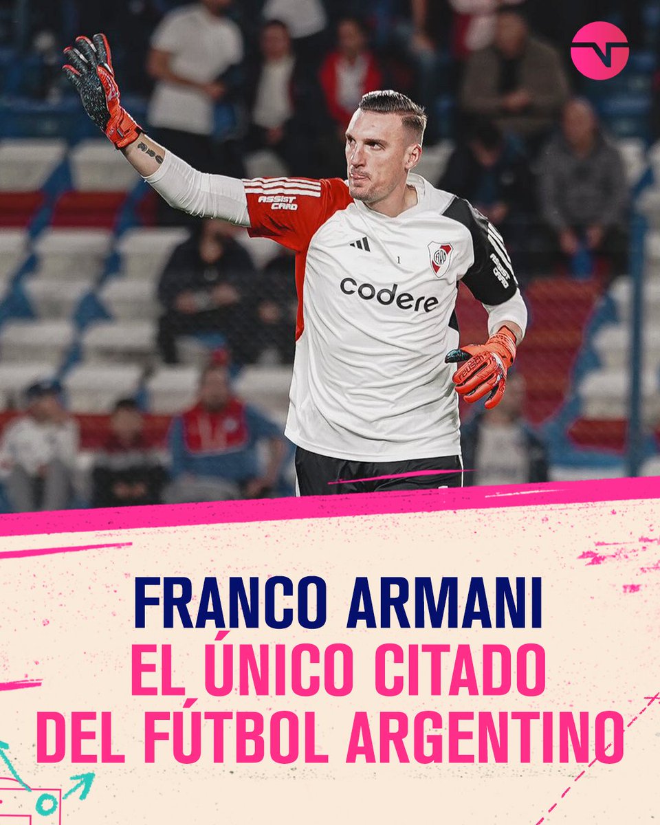 TNTSportsAR's tweet photo. Franco Armani fue convocado por Lionel Scaloni y es el ÚNICO jugador del fútbol argentino en la Selección Argentina 🇦🇷

🧤 Los otros arqueros citados son Dibu Martínez y Gerónimo Rulli https://t.co/ZqKEwV9BNc
