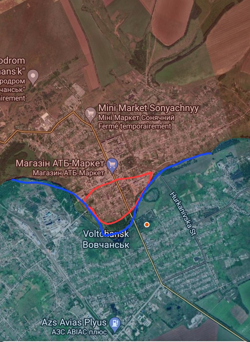 🚨⚠️ Les forces russes ont progressé dans la ville de Vovchansk et ont atteint la rivière Vovcha [en bleue]
#russie #Ukraine