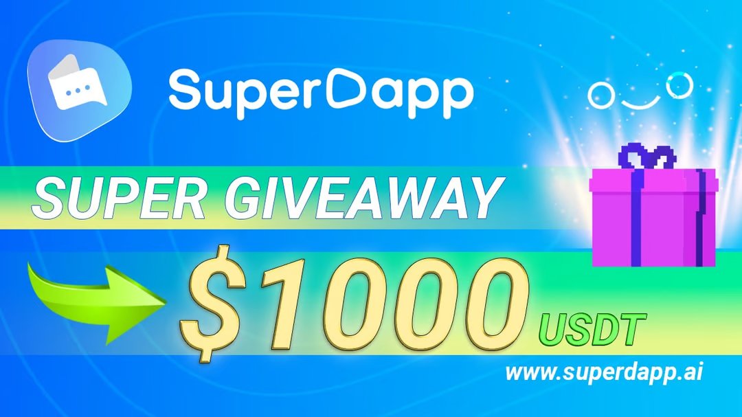 New airdrop: SuperDapp (USDT) Total Reward: $1,000 USDT Rate: ⭐️⭐️⭐️⭐️ Winners: 400 Random & Top 20 Distribution: within a week after airdrop ends Airdrop Link: gleam.io/6fCv9/superdap… #Airdrop #Airdrops #Airdropinspector #BSC #SuperDapp #USDT #GleamAirdrop #GleamGiveaway