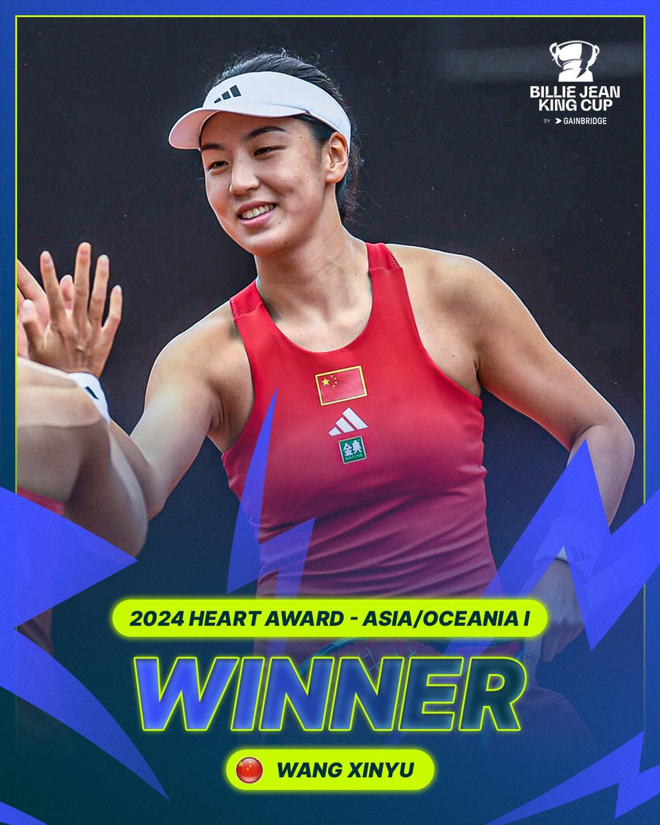 The 2024 Heart Award winners are… 🥁 

2024 Qualifiers - Ana Bogdan 🇷🇴
2024 Europe/Africa I - Clara Tauson 🇩🇰
2024 Americas I - Julia Riera 🇦🇷
2024 Asia/Oceania I - Wang Xinyu 🇨🇳