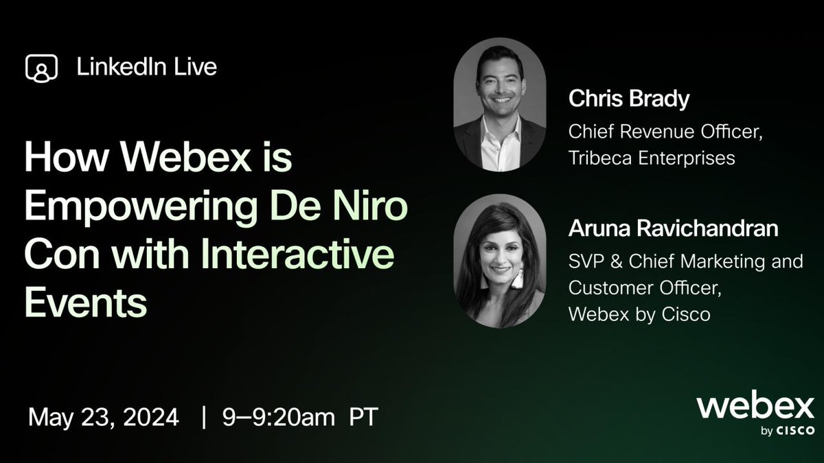 Mark your calendars! On 5/23/24 you can hear all about how @Webex Events is translating accessibility, inclusivity, and seamless customer experience to power virtual, hybrid, and in-person events—giving their customers and their attendees the best of both worlds. This will be an