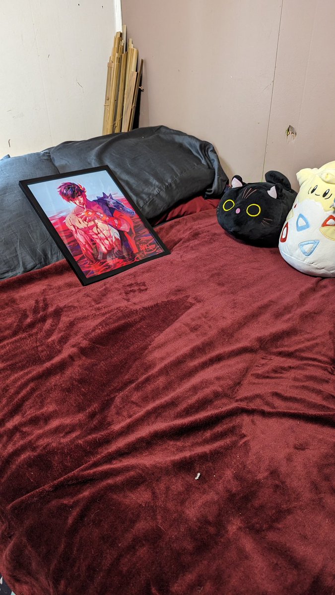 Random_D_Guy's tweet image. Ya know I just have this on my bed while I decide where it goes, but rn it just looks like I'm down bad 😅😅😅