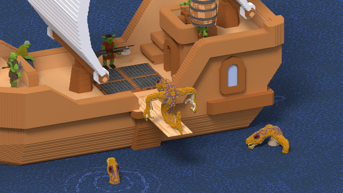 voxelkooow's tweet photo. clawed fish #voxel #voxelart #magicavoxel #lowpoly #creaturedesign #monsterdesign #fantasyfish #goblins https://t.co/fnBMz9qp20