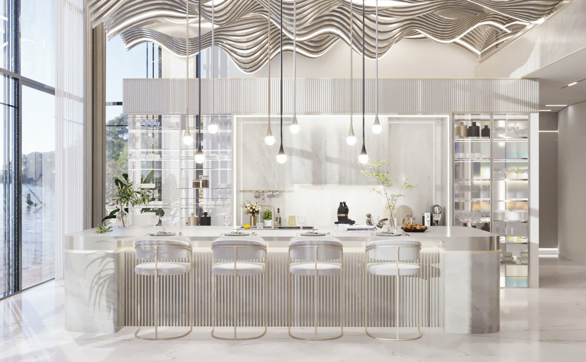 Sia_Moore's tweet photo. The sparkling chandelier, light-colored marble countertop, and wooden accents of your show kitchen designed by Sia Moore add a magnificent elegance and luxurious ambiance to the space. 

#SiaMooreDesign #ShowKitchen #LuxuryLiving https://t.co/YYi0PeGTpy