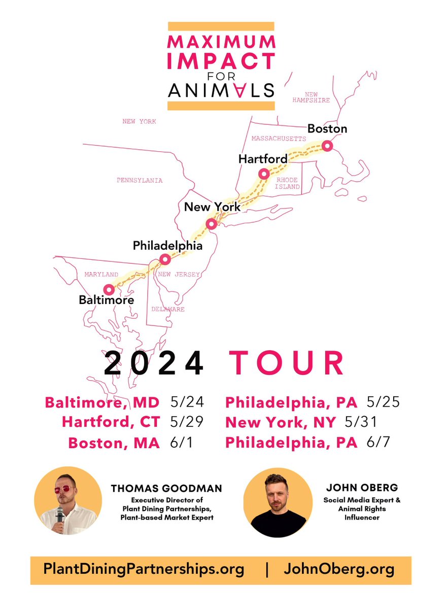 Excited to announce my upcoming speaking tour! 🎤 I'll be joining my buddy Thomas Goodman (of the stellar @PlantDining Partnerships), as we embark on a tour through the Northeastern US. Raise your hand if you're along the tour route! 🤚