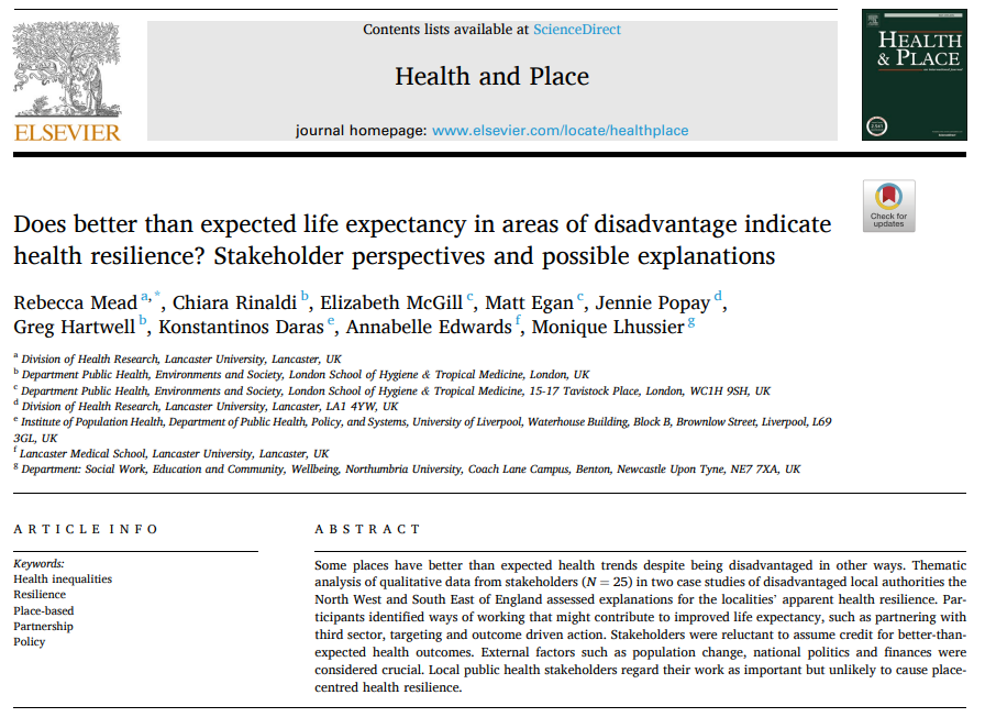 Qu'est-ce qui fait que, parfois, les résultats dans la lutte contre les inégalités sont meilleurs qu'attendus ? La question est intéressante, et l'introduction du papier tout autant. 
sciencedirect.com/science/articl…
