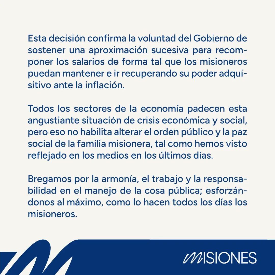 gobmisiones's tweet image. Aumentan los salarios de la provincia en mayo.